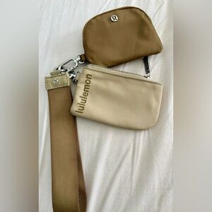 lululemon athletica Tan and Cream Key & Card Holder Set